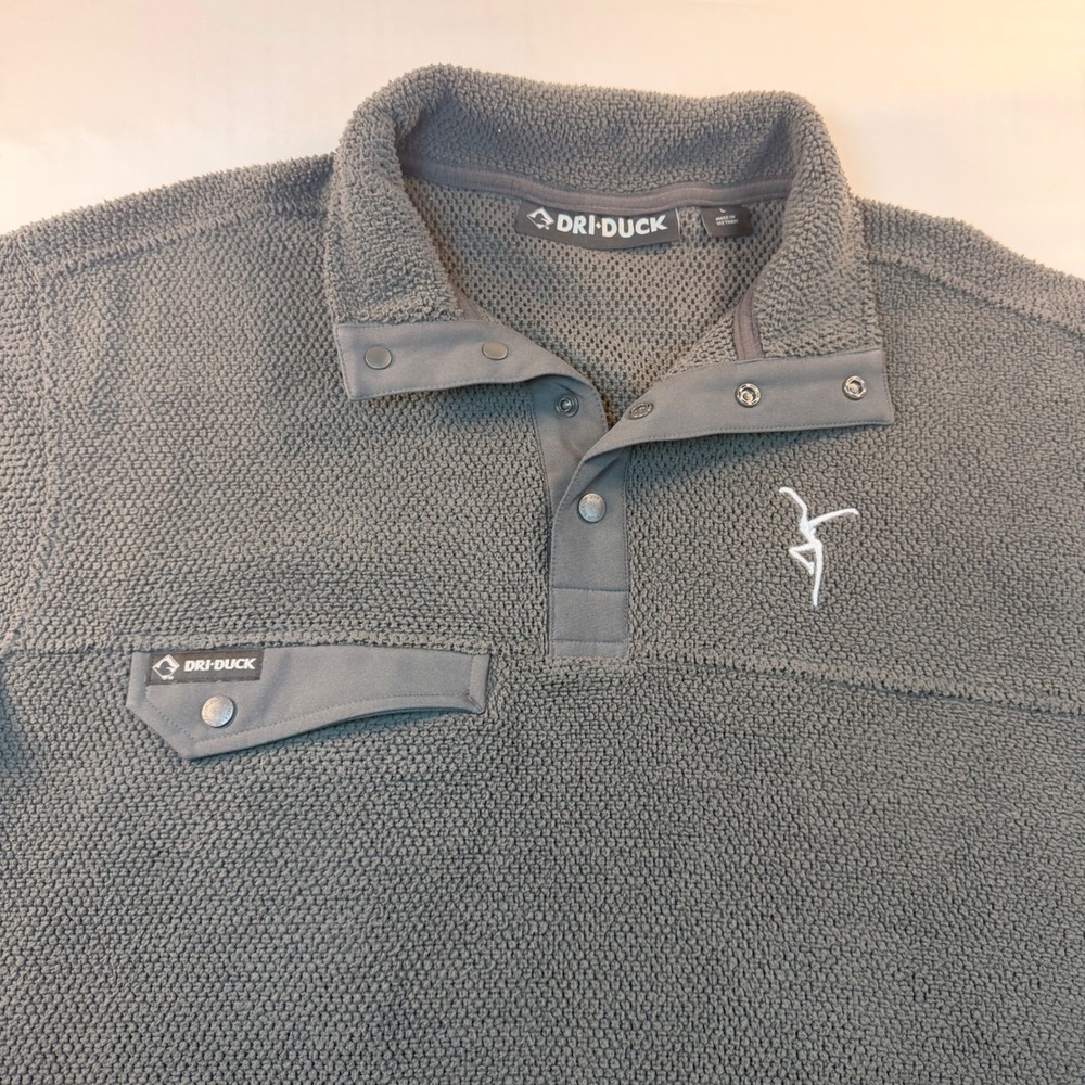 DRI DUCK Brooks Fleece Pullover Mens Large Gray Snap Hunting Deer Outdoor